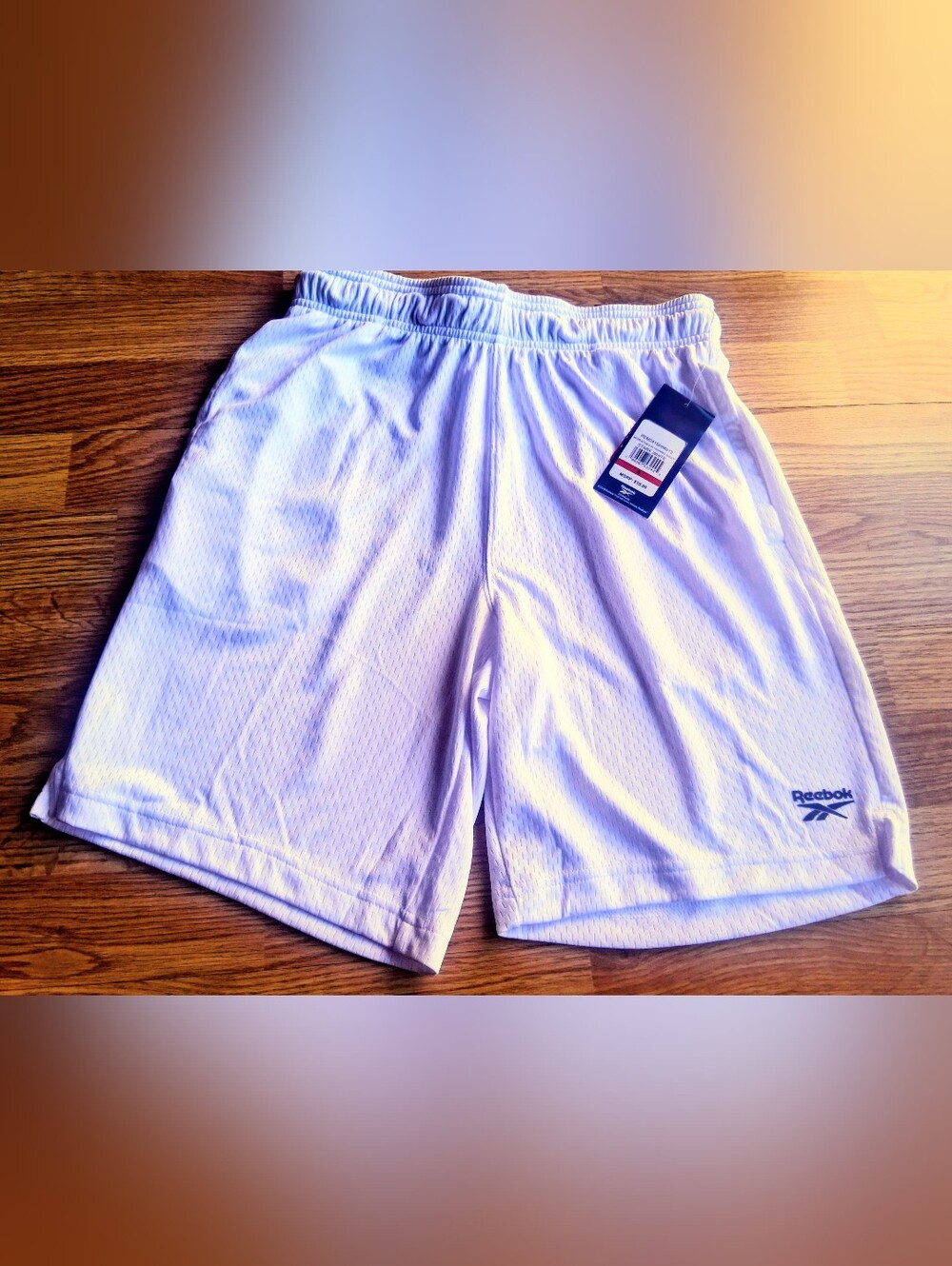 NWT Mens REEBOK mesh, White Shorts, Athletic, Sz S, MSRP $35